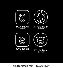collection of cute head bear abstract line logo icon design vector