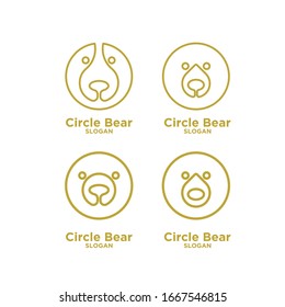 collection of cute head bear abstract logo icon design vector gold line