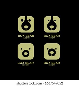 collection of cute head bear abstract logo icon design vector gold black