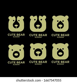 collection of cute head bear abstract logo icon design vector gold black