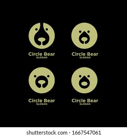 collection of cute head bear abstract logo icon design vector gold black