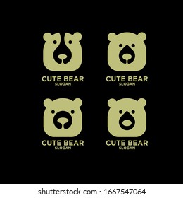collection of cute head bear abstract logo icon design vector gold black