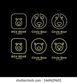 collection of cute head gold line bear abstract logo icon design vector