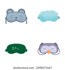 Collection of cute illustrated sleep masks in various colors and animal designs