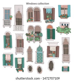 Collection of cute italian windows