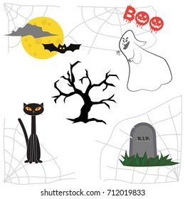 Collection of cute items Halloween characters for your design