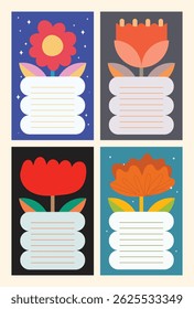 Collection of cute journaling elements including notes stickers and labels with colorful designs perfect for scrapbooking planner decoration and creative stationery needs