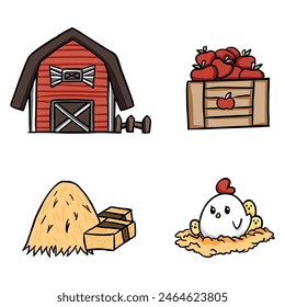 collection of cute kawaii farm illustrations