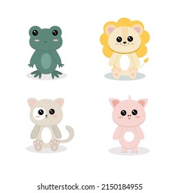 Collection of cute kids animals. Vector illustration