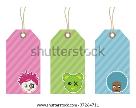 collection of cute kids tags with motifs
