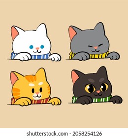 Colección De Material De Ilustración Cute Kittens Mascot Doodle