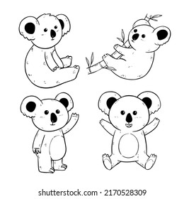 Collection Cute Koala Doodles Hand Drawn Stock Vector (Royalty Free ...