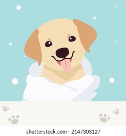 The Collection Of Cute Labrador Retriever Dog With Spa And Salon Theme In Flat Vector Style. Graphic Resource About Pet Grooming For Graphic, Content, Banner, Greeting Card.