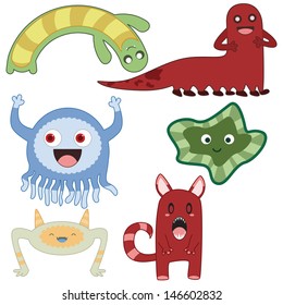 Collection of cute little computer graphical monsters