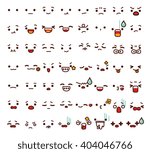  Collection of cute lovely emoticon emoji Doodle cartoon face , smile , happy , sad , shock , bored , sick , vomit , scream , joy , cry   in childlike manga cartoon style - Vector file EPS10 