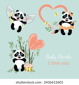 Colección de adorables pandas.