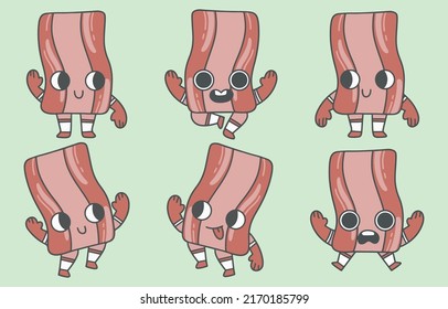 Collection of cute mascot design with various poseture and emotion in cartoon style, vector illustration