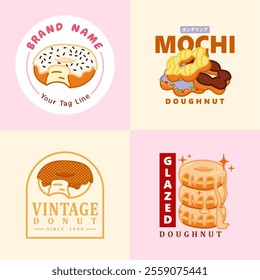 a collection of cute modern donuts logo branding store