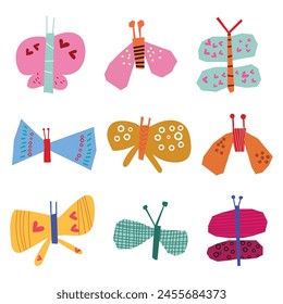 collection of cute moth graphics vector