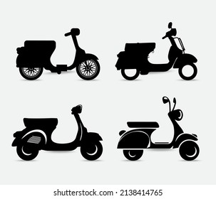Collection of cute motorcycles vector design. Silhouette of cute motorcycles vector illustration.