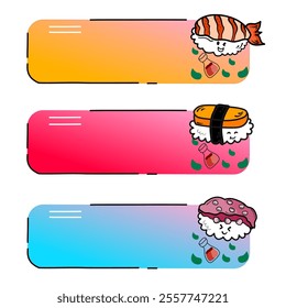 Collection of cute name label designs with food. Cute food sticker with label name cartoon hand drawn style