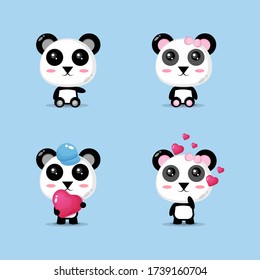 Collection Cute Panda Mascot Designs Stock Vector (Royalty Free ...