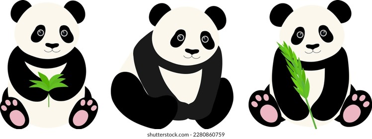 Kollektion süße Panda-Vektorgrafik
