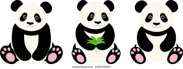 Kollektion süße Panda-Vektorgrafik