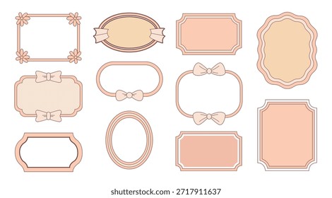 Uma coleção de pastelcolorida bonito vintage quadros e bordas adornados com arcos e flores isolados em fundo transparente