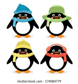 collection of cute penguins 