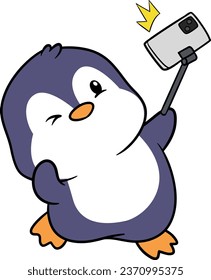 a collection of cute penguins doing fun activities, with kawai and cartoon style illustrations