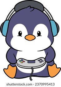 a collection of cute penguins doing fun activities, with kawai and cartoon style illustrations