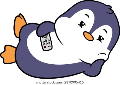 a collection of cute penguins doing fun activities, with kawai and cartoon style illustrations