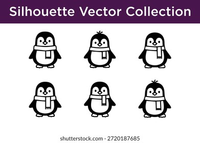 Coleção de pinguins bonitos isolados no fundo branco
