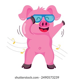 Collection of Cute Pig Flat Stickers 
