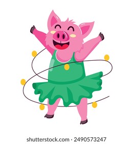 Kollektion von Cute Pig Flat Sticker 
