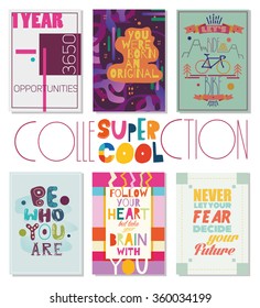 Collection of cute posters. Template for notebooks, diary or just personal use.