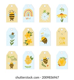 collection of cute ready-to-use bee gift tags.