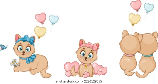 Colección de lindos gatos románticos