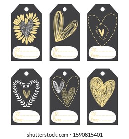Collection of cute romantic gift tags. Perfect for weddings, Valentine's Day and romantic  gifts.