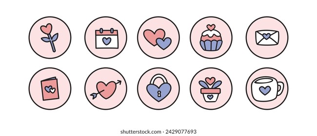 Collection of Cute Round Shaped Valentine Stickers