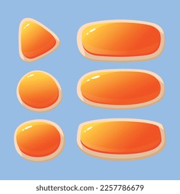 a collection of cute round text bars or game buttons in orange on a white background