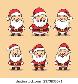 Collection of cute santa claus character vector illustration