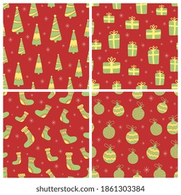 Collection of cute seamless Christmas patterns