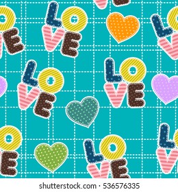Collection cute seamless pattern with heart and Love, vector template for Happy Valentine'S Day