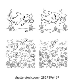 A collection cute shark