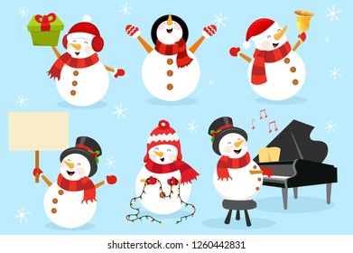 Collection Of Cute Snowman Characters