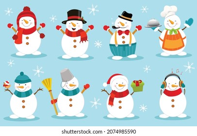 Collection Of Cute Snowman Characters