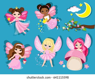 女の子 小さな妖精 王女 カラフルな羽を持つ蝶 おとぎ話の背景に花の草地 虹 素晴らしい景色 子の壁紙 のベクター画像素材 ロイヤリティフリー Shutterstock