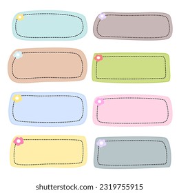 collection of cute sticker or note paper for short message, chat symbol, label, tag or dialog word, set of blank colorful speech bubble in flat design